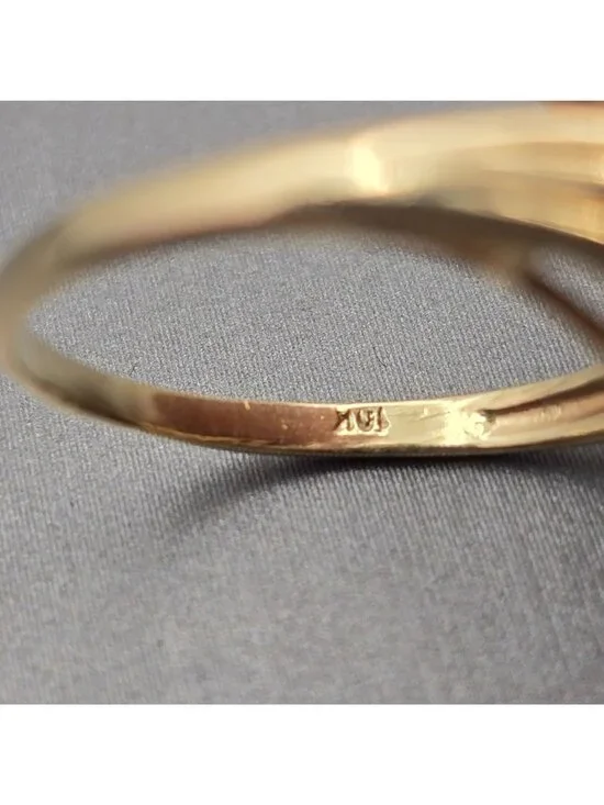 10k Gold Ring Size 7 3 Marquise Sapphire & 2 Diamond Accents Signed Cardow - Picture 8 of 16